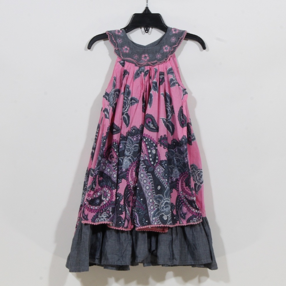 Cutey Couture Pink & Grey Sleeveless Dress with Split Overskirt Size 4/5 Years